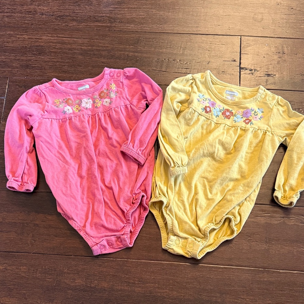 Garanimals 18M Pink and Yellow Floral Bodysuits
